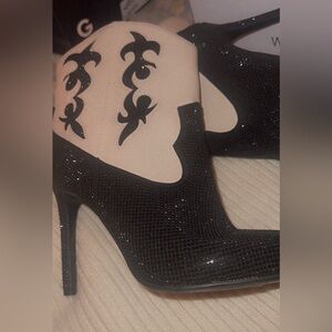 INC Black Glitter Boots